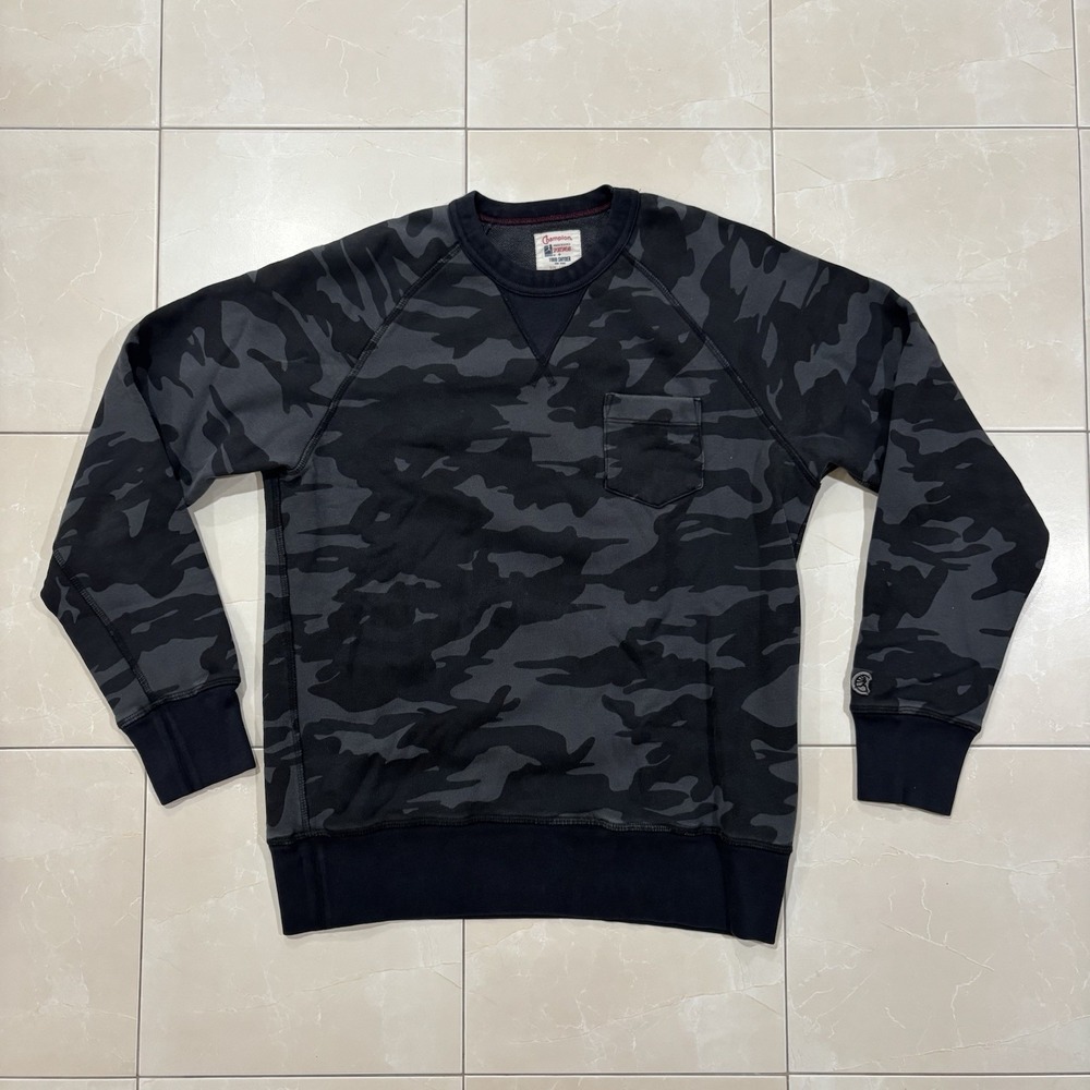 Champion Todd Snyder Sweatshirt Camo Black Men's Large Made In USA Running Man